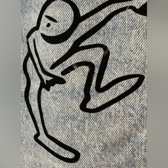 Zara Destroyed Graffitti Jeans 29 Loose Crop Unisex? Mens Womens. - Picture 8 of 11